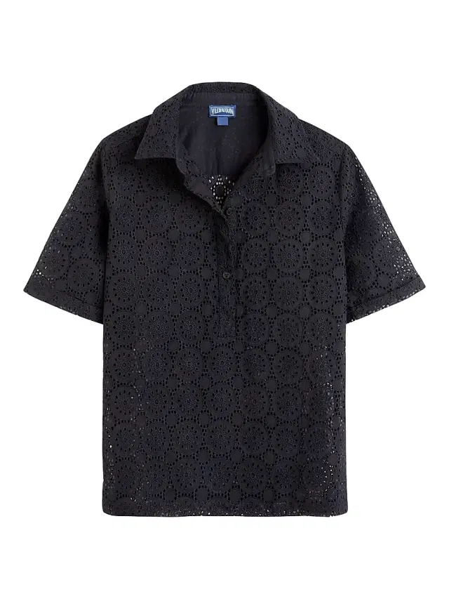 Vilebrequin Women's Broderie Anglaise Short-Sleeve Shirt - Noir