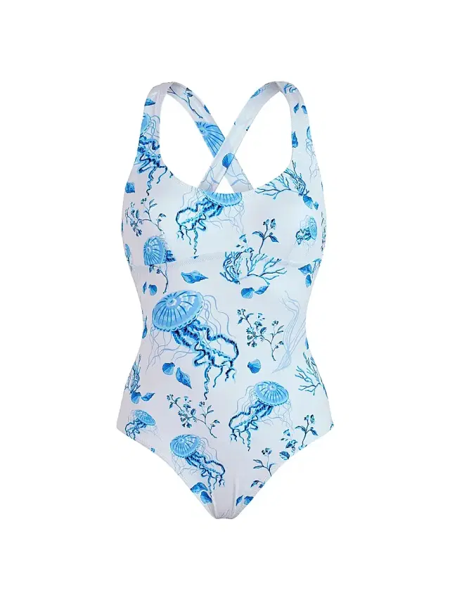 Vilebrequin Women's Seashell Print Crossed Back One-Piece Swimsuit - White