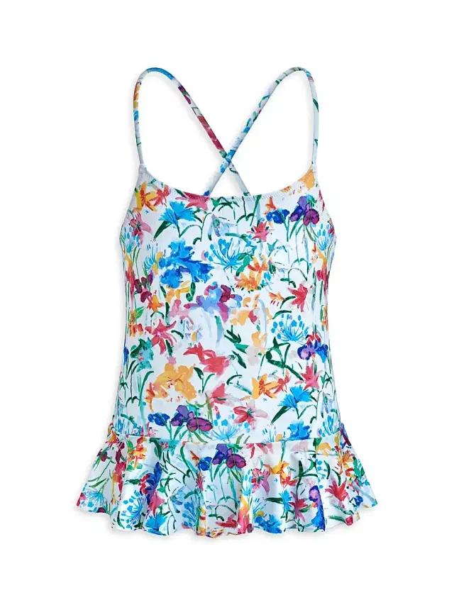 Vilebrequin Little Girl's & Girl's Happy Flowers Jersey Swimsuit - White