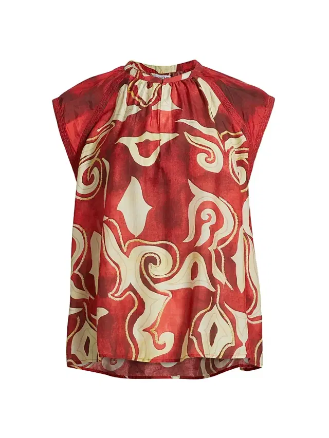 Maria Cher Women's Alvarado Keyla Abstract Crewneck Top - Red