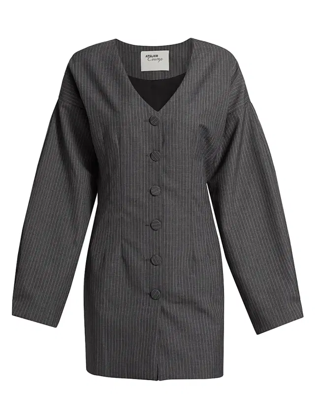Atelier Crump Women's Copacabana Blues Olivia Dress - Pinstripe Grey