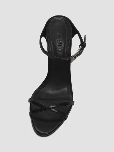 Schutz Women's Aileen Glam 110MM Crystal-Buckle Leather Sandals - Black | Thumbnail 4