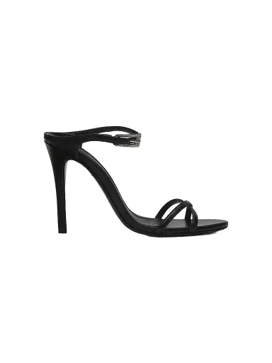 Schutz Women's Aileen Glam 110MM Crystal-Buckle Leather Sandals - Black | Thumbnail 1