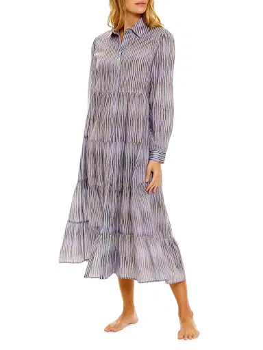 THE LAZY POET Women's Blue Serenity Kaia Seagrass & Waves Midi-Dress | Thumbnail 3 THE LAZY POET Women's Blue Serenity Kaia Seagrass & Waves Midi-Dress | Thumbnail 3