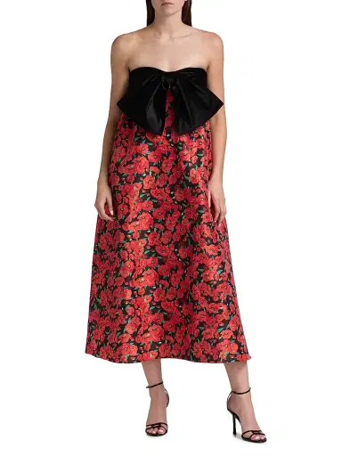 Kika Vargas Women's Charlotta Poppies Bow Cocktail Dress - Red - Size 2 | Thumbnail 3 Kika Vargas Women's Charlotta Poppies Bow Cocktail Dress - Red - Size 2 | Thumbnail 3