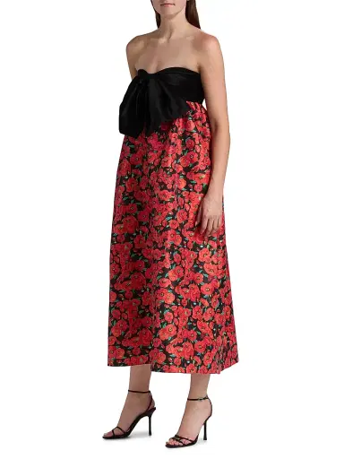 Kika Vargas Women's Charlotta Poppies Bow Cocktail Dress - Red - Size 2 | Thumbnail 4 Kika Vargas Women's Charlotta Poppies Bow Cocktail Dress - Red - Size 2 | Thumbnail 4