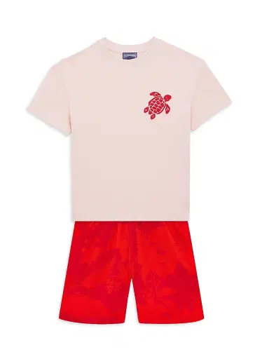 Vilebrequin Little Boy's & Boy's Turtle Chain Embroidered T-Shirt - Peony Red - Size 2 | Thumbnail 2 Vilebrequin Little Boy's & Boy's Turtle Chain Embroidered T-Shirt - Peony Red - Size 2 | Thumbnail 2