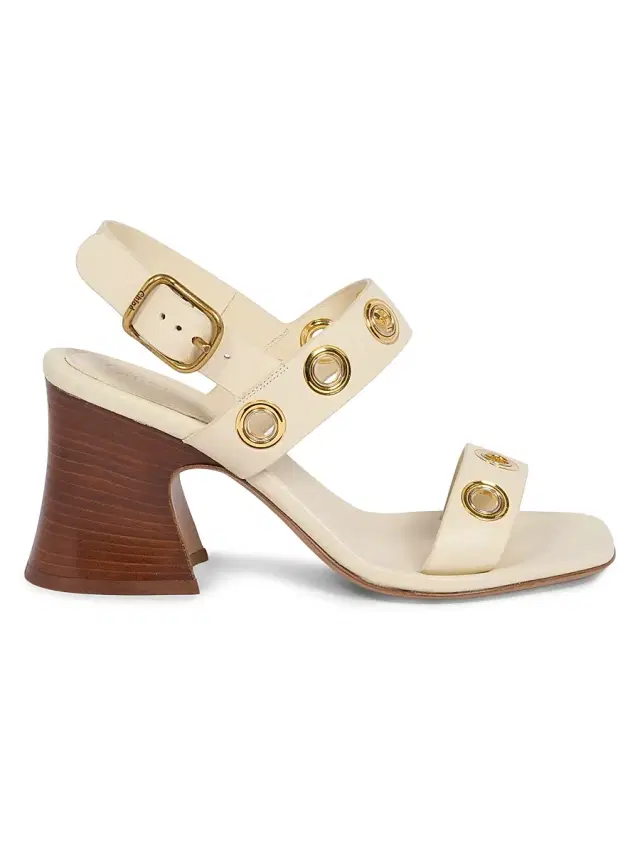 Chloé Women's Janis Grommet Leather Slingback Sandals - Soft