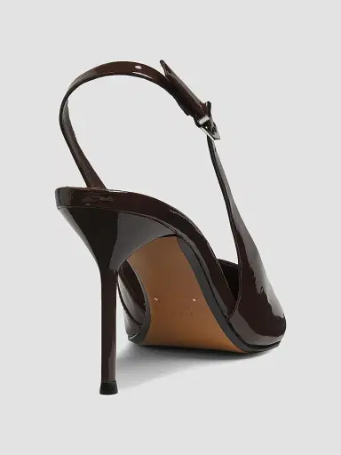 Schutz Women's Paola 90MM Patent Leather Slingback Pumps - Root Brown | Thumbnail 3