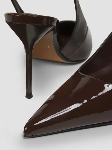 Schutz Women's Paola 90MM Patent Leather Slingback Pumps - Root Brown | Thumbnail 5