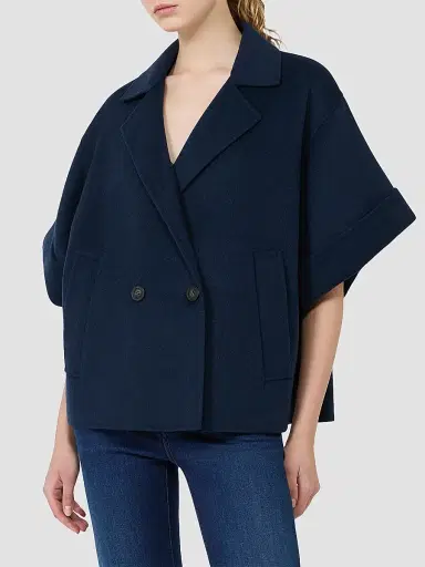 Weekend Max Mara Women's Short Wool Broadcloth Coat - Navy - Size 12 | Thumbnail 2