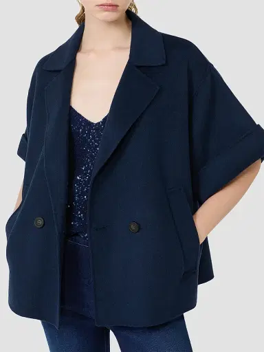 Weekend Max Mara Women's Short Wool Broadcloth Coat - Navy - Size 12 | Thumbnail 4