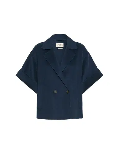 Weekend Max Mara Women's Short Wool Broadcloth Coat - Navy - Size 12 | Thumbnail 1