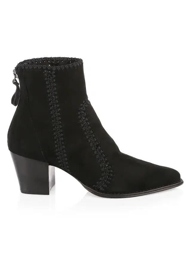 Alexandre Birman Women's Benta Embroidered Suede Ankle Boots - Black