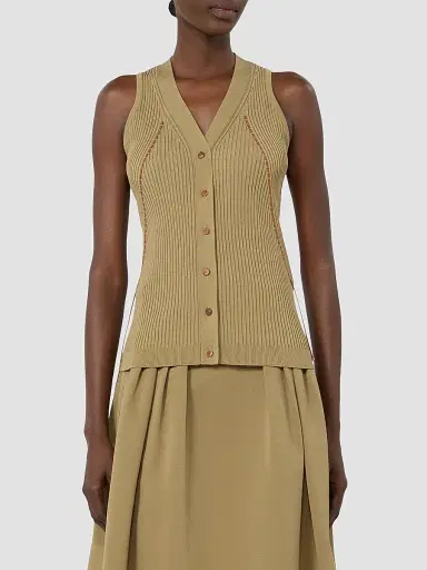 Max Mara Women's Cotton and Viscose Yarn Gilet | Thumbnail 3 Max Mara Women's Cotton and Viscose Yarn Gilet | Thumbnail 3