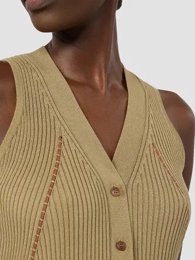 Max Mara Women's Cotton and Viscose Yarn Gilet | Thumbnail 5 Max Mara Women's Cotton and Viscose Yarn Gilet | Thumbnail 5