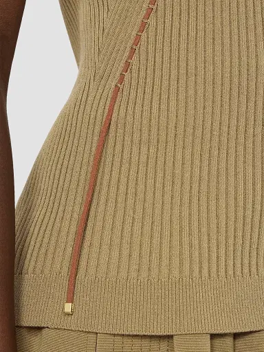 Max Mara Women's Cotton and Viscose Yarn Gilet | Thumbnail 6 Max Mara Women's Cotton and Viscose Yarn Gilet | Thumbnail 6
