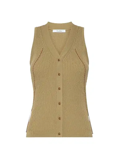 Max Mara Women's Cotton and Viscose Yarn Gilet | Thumbnail 1 Max Mara Women's Cotton and Viscose Yarn Gilet | Thumbnail 1