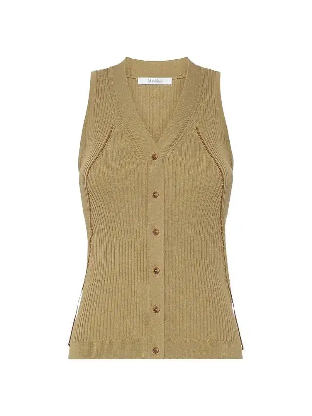 Max Mara Women's Cotton and Viscose Yarn Gilet - Kakhi