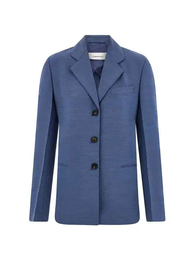 FERRAGAMO Women's Faille Single-Breasted Blazer - Graphite