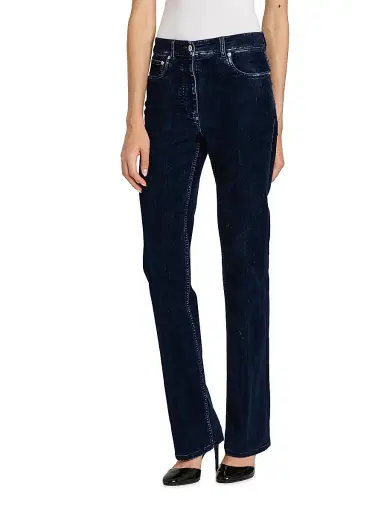 Ferragamo Women's Flocked High-Rise Straight-Leg Jeans - New Navy | Thumbnail 3 Ferragamo Women's Flocked High-Rise Straight-Leg Jeans - New Navy | Thumbnail 3