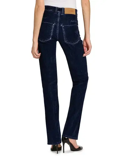 Ferragamo Women's Flocked High-Rise Straight-Leg Jeans - New Navy | Thumbnail 5 Ferragamo Women's Flocked High-Rise Straight-Leg Jeans - New Navy | Thumbnail 5