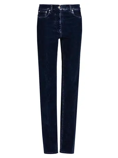 Ferragamo Women's Flocked High-Rise Straight-Leg Jeans - New Navy | Thumbnail 1 Ferragamo Women's Flocked High-Rise Straight-Leg Jeans - New Navy | Thumbnail 1