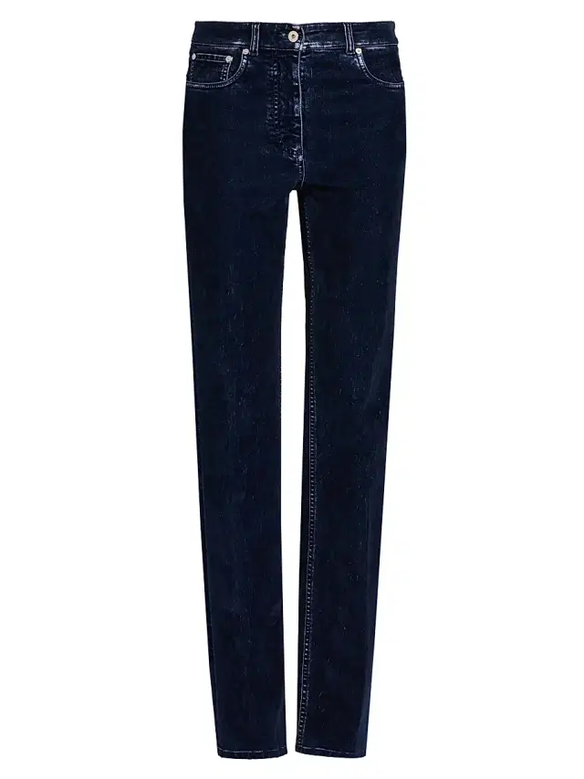 FERRAGAMO Women's Flocked High-Rise Straight-Leg Jeans - New Navy