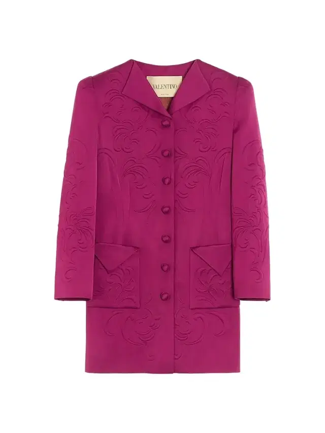 Valentino Garavani Women's Embroidered Satin Cady Caban Jacket - Purple Magenta