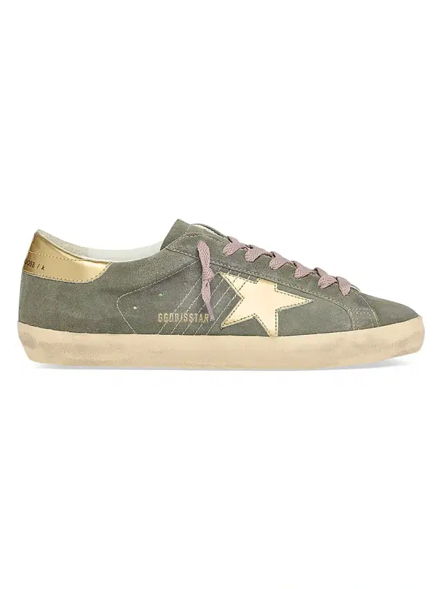 Golden Goose Men's Super-Star Suede & Leather Low-Top Sneakers - Green Yellow