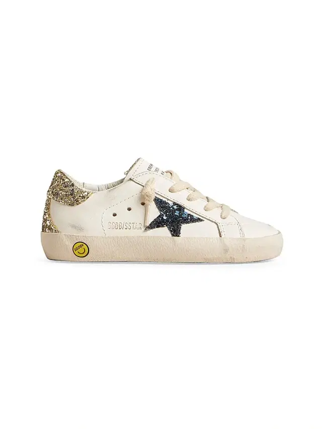 Golden Goose Baby Girl's, Little Girl's & Girl Super Star Leather Upper Glitter Star Heel And Spur - White Platinum Blue 12 (Child)