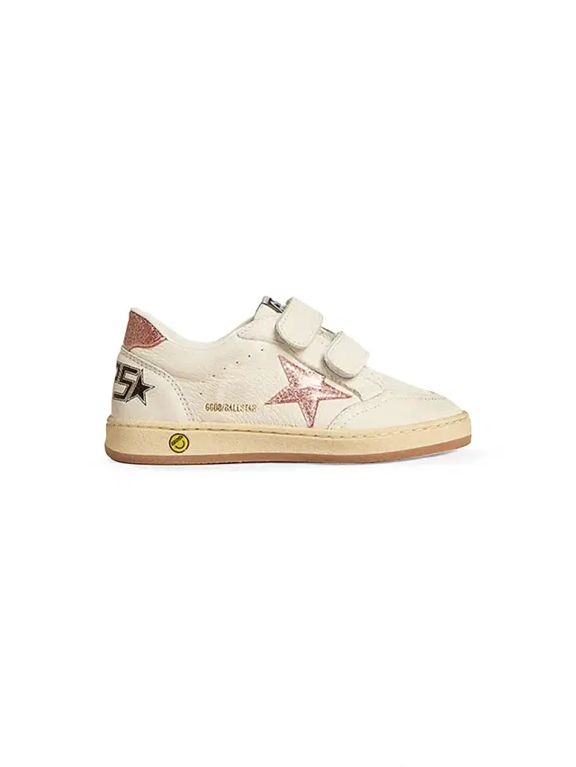 Golden Goose Girl's Ballstar Glitter-Heel Sneakers - White Peach 9 (Toddler)