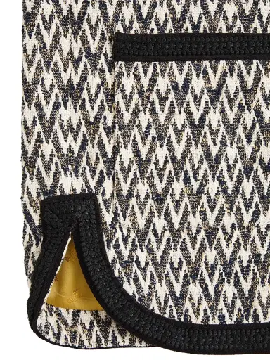 Valentino Garavani Men's Bouclé Wool Jacket with Toute La V Jacquard Pattern - Navy Beige | Thumbnail 6 Valentino Garavani Men's Bouclé Wool Jacket with Toute La V Jacquard Pattern - Navy Beige | Thumbnail 6