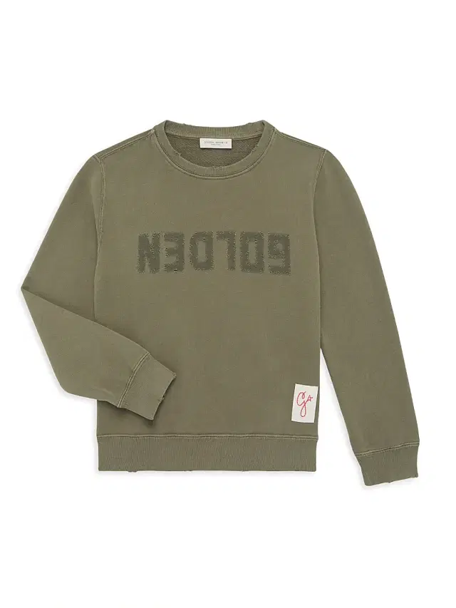 Golden Goose Little Boy's & Boy's Distressed Crewneck Sweatshirt - Dusty Olive
