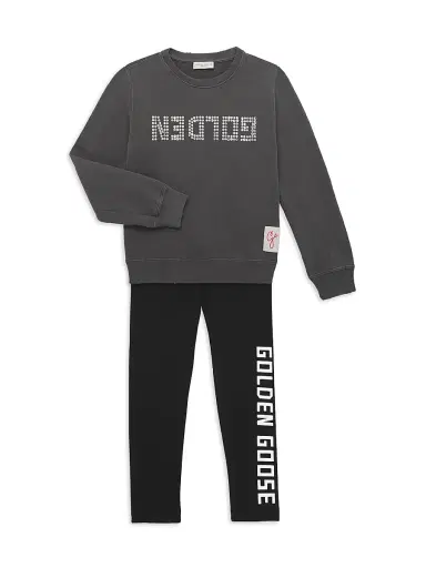 Golden Goose Little Girl's & Girl's Embellished Distressed Crewneck Sweatshirt | Thumbnail 2 Golden Goose Little Girl's & Girl's Embellished Distressed Crewneck Sweatshirt | Thumbnail 2