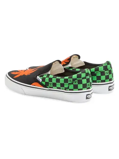 Valentino Garavani Men's and Vans Slip-On Sneakers with Checkerboard and Tropical Print - Black Red Green - Size 6 | Thumbnail 3 Valentino Garavani Men's and Vans Slip-On Sneakers with Checkerboard and Tropical Print - Black Red Green - Size 6 | Thumbnail 3