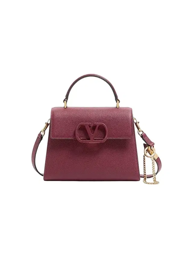 Valentino Garavani Women's V-Sling Top Handle Bag in Grainy Calfskin - Cherry