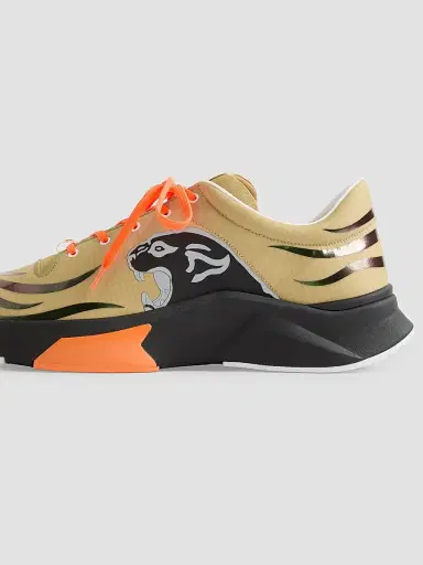 Valentino Garavani Men's Panther Blaze Low-Top Sneakers in Ripstop Fabric - Beige Black - Size 12 | Thumbnail 6