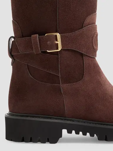 Valentino Garavani Women's VLogo Signature Split Leather 40MM Boots - Ebony - Size 12 | Thumbnail 6 Valentino Garavani Women's VLogo Signature Split Leather 40MM Boots - Ebony - Size 12 | Thumbnail 6