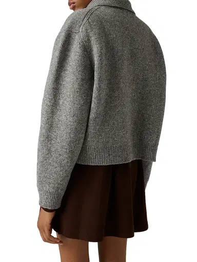Miu Miu Women's Shetland Wool and Cashmere Zipper Cardigan - Grey - Size 2 | Thumbnail 3
