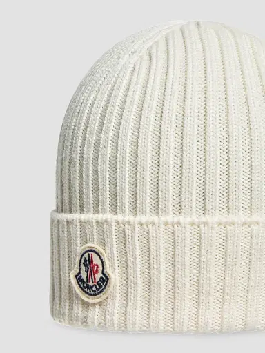 Moncler Little Girl's & Girl's Beanie Hat in Wool - White - Size Small | Thumbnail 3