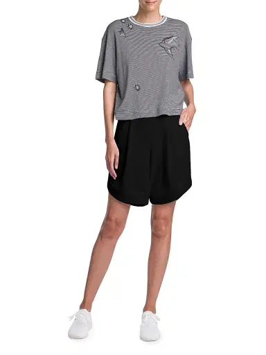 Giorgio Armani Women's Techno Cady Draped Bermuda Shorts - Black Beauty | Thumbnail 2 Giorgio Armani Women's Techno Cady Draped Bermuda Shorts - Black Beauty | Thumbnail 2