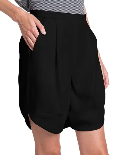 Giorgio Armani Women's Techno Cady Draped Bermuda Shorts - Black Beauty | Thumbnail 6 Giorgio Armani Women's Techno Cady Draped Bermuda Shorts - Black Beauty | Thumbnail 6