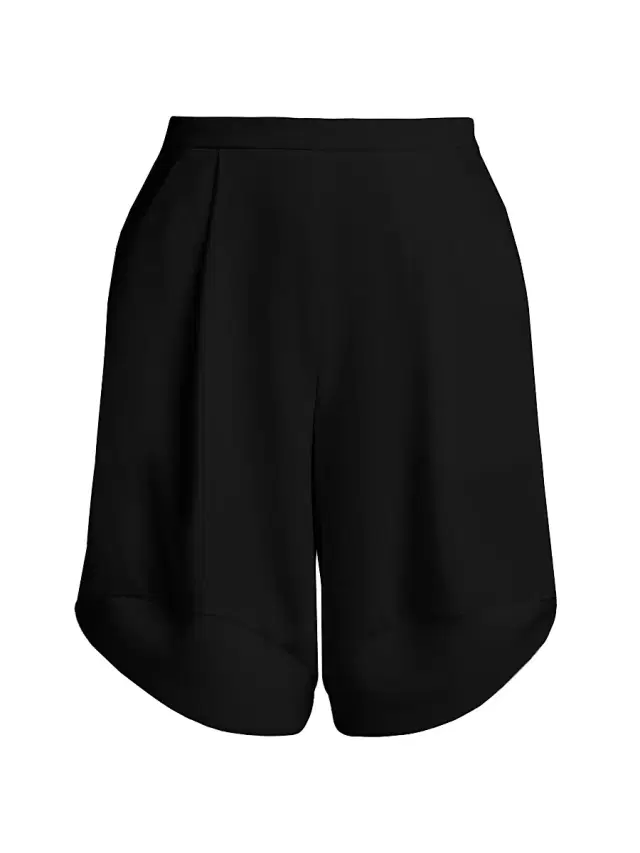 Giorgio Armani Women's Techno Cady Draped Bermuda Shorts - Black Beauty
