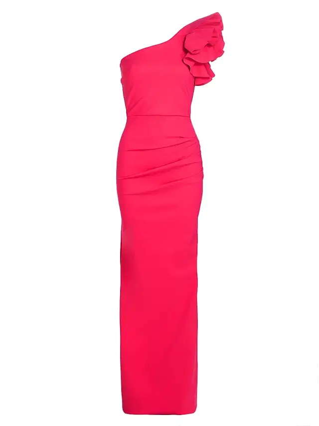 Chiara Boni La Petite Robe Women's Umar Ruffled One-Shoulder Gown - Lampone