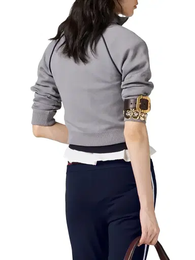Miu Miu Women's Technical Yarn Zipper Cardigan - Grey | Thumbnail 4