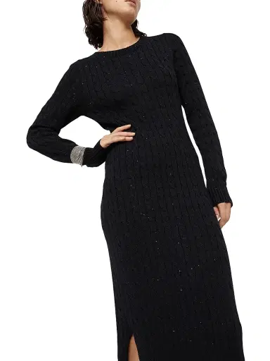 Brunello Cucinelli Women's Cotton Dazzling Cables Knit Dress | Thumbnail 5