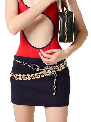 Miu Miu Women's Technical Yarn Miniskirt - Blue - Size 8 | Thumbnail 2