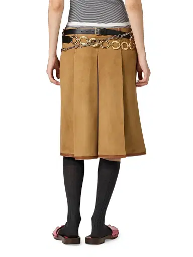 Miu Miu Women's Pleated Suede Skirt - Beige - Size 2 | Thumbnail 3