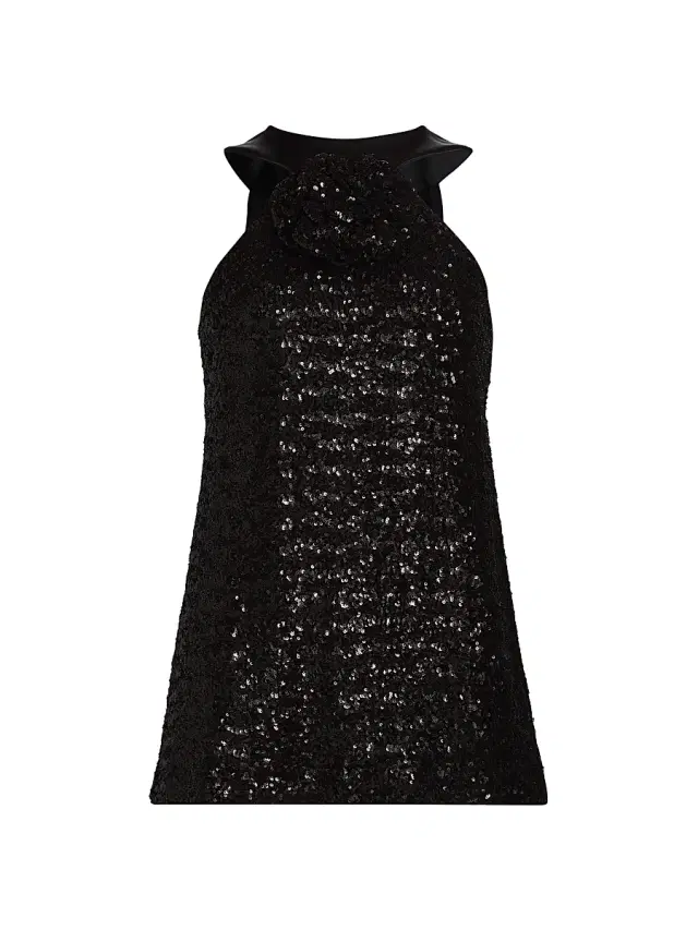 Chiara Boni La Petite Robe Women's Aky Sequined Halter Top - Black